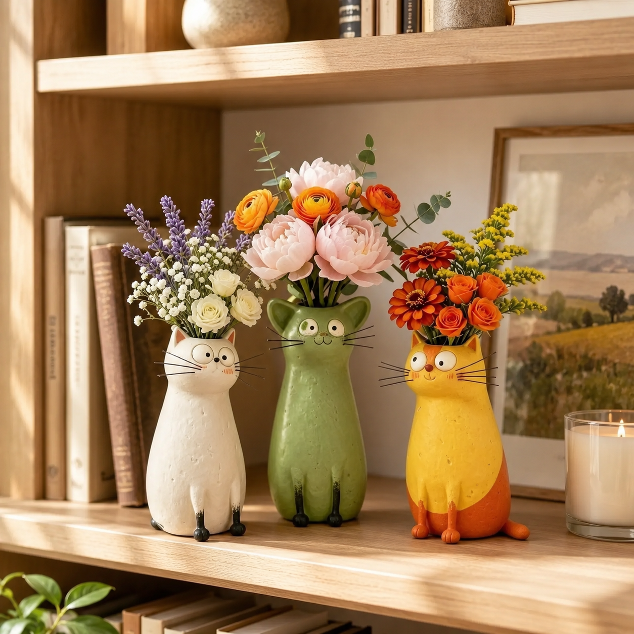 Whimsical Cat Vase Decor