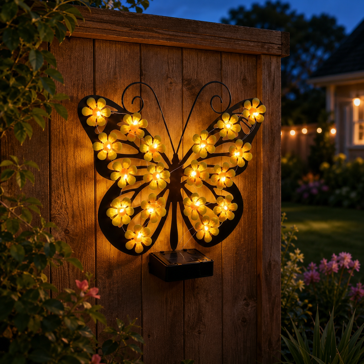 Solar Butterfly Wall Light Outdoor Decor