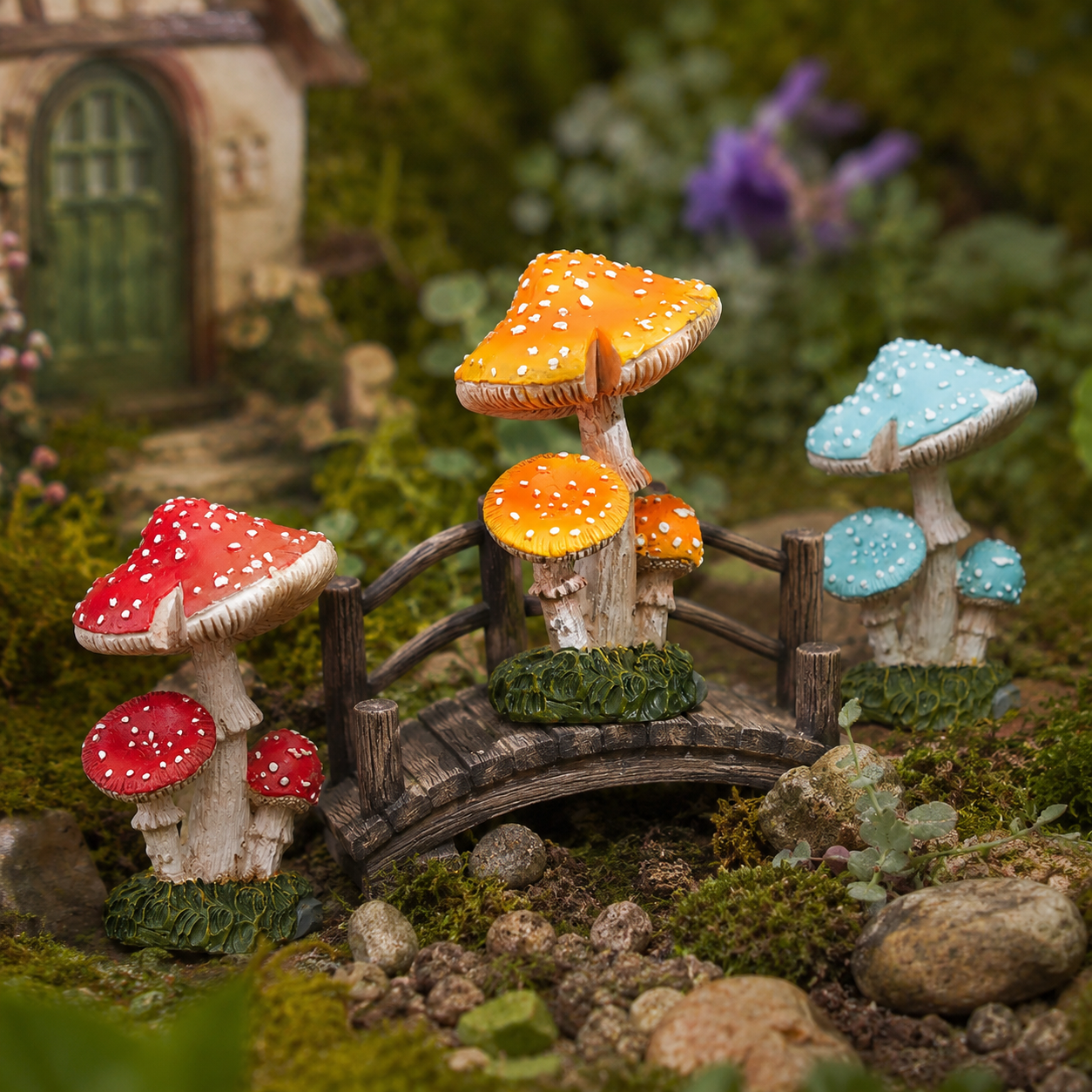3-Piece Mini Mushroom Figurine Set