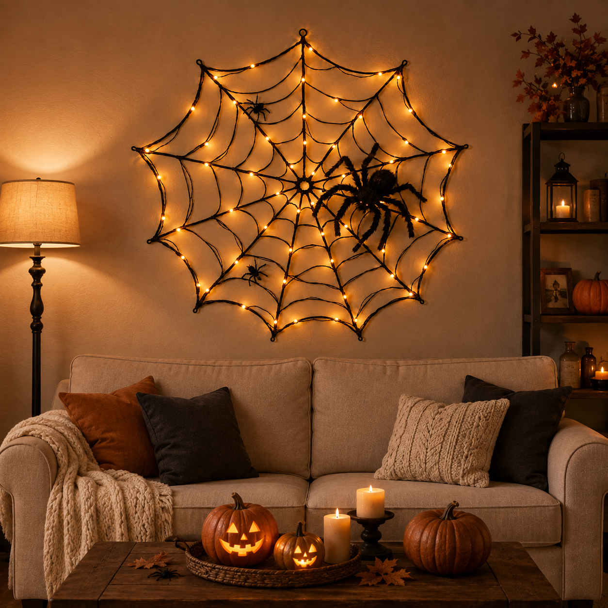 47.2" Lighted Halloween Spider Web