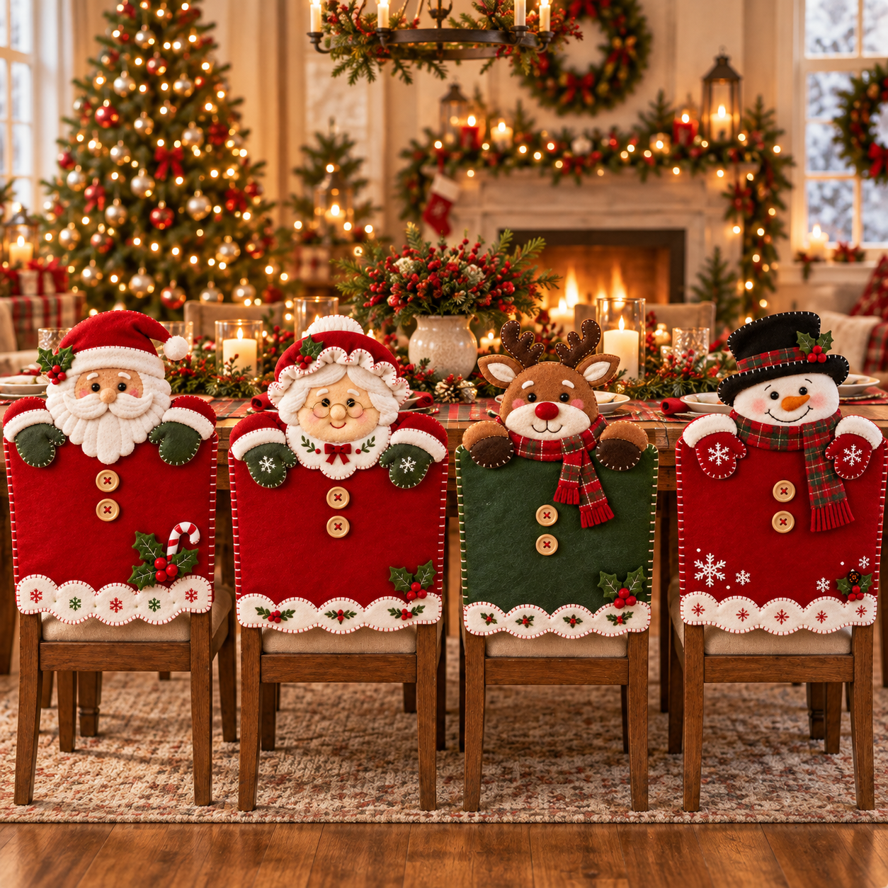 4 Pack Christmas Chair Back Covers