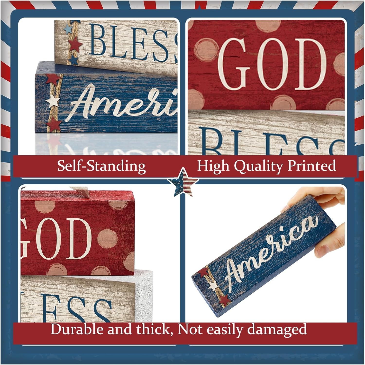 4 Pcs 4th of July Decorations Patriotic Tabletop Centerpiece