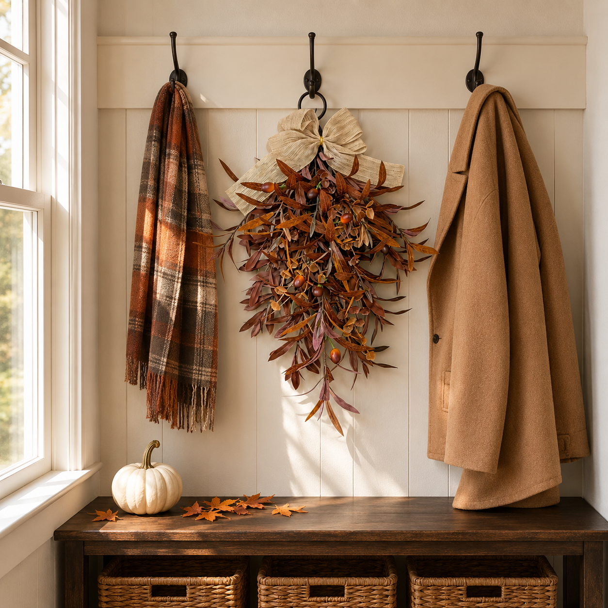 24-inch Fall Olive Leaf Door Wreath