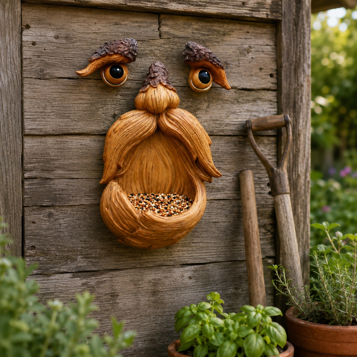 Whimsical Tree Face Bird Feeder