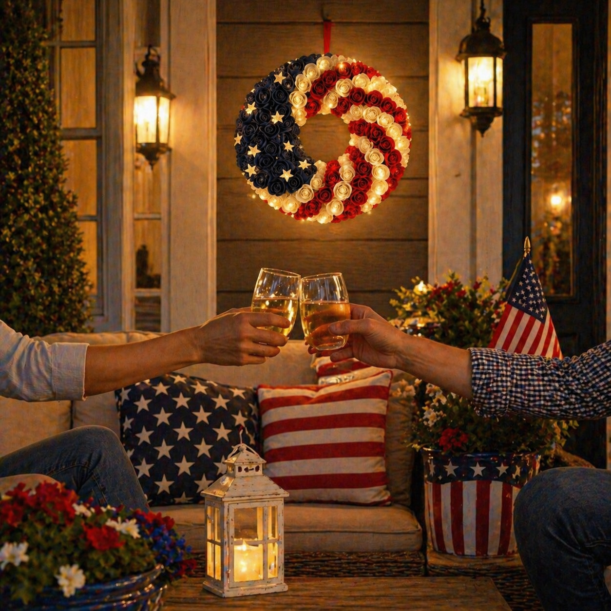 Pastoral Style Fourth of July Wreath