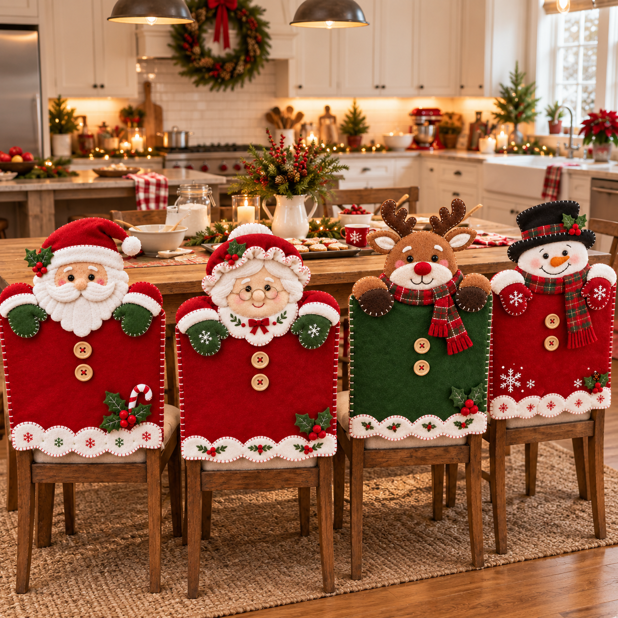 4 Pack Christmas Chair Back Covers