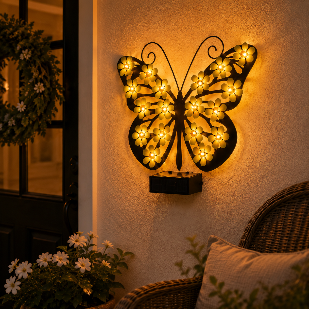 Solar Butterfly Wall Light Outdoor Decor