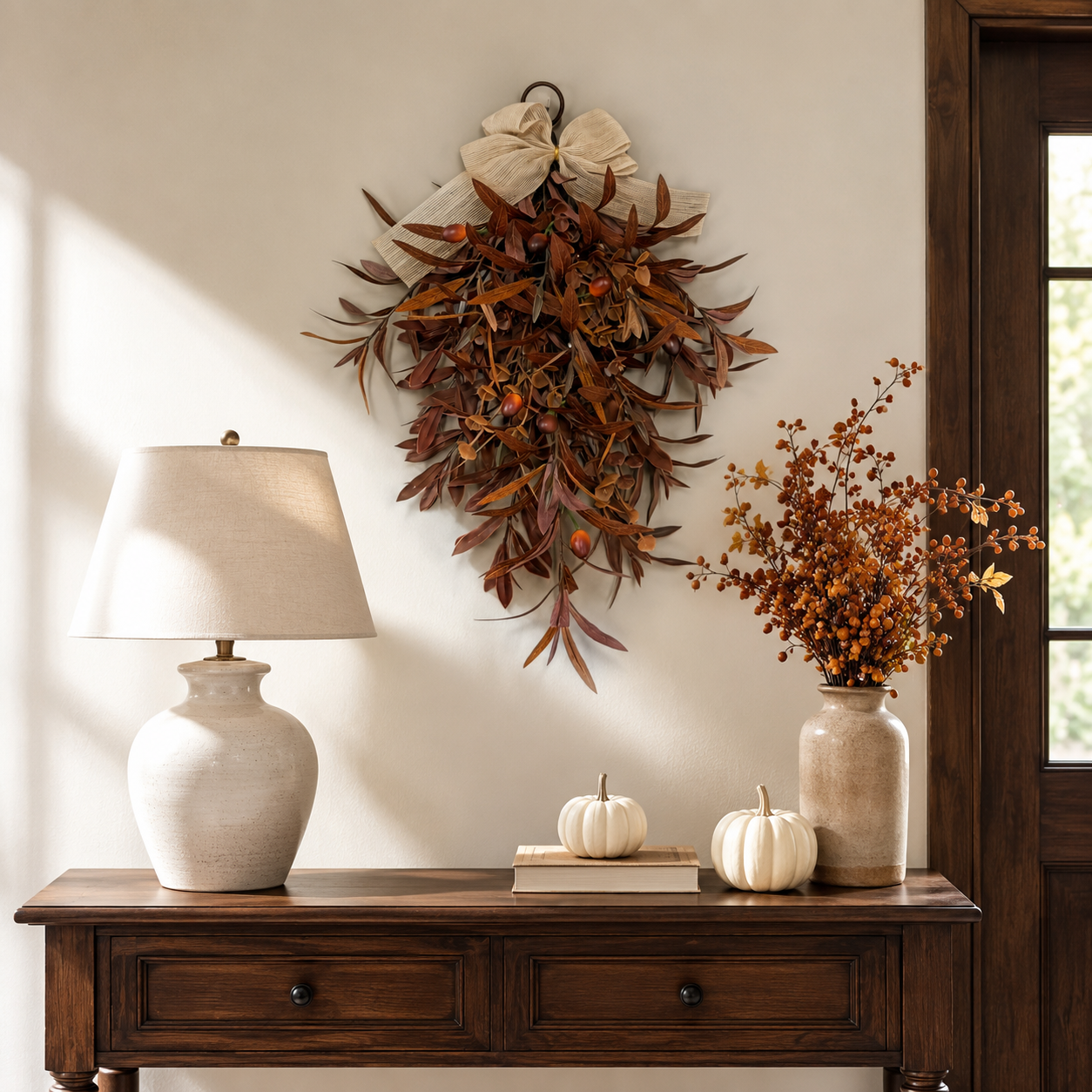 24-inch Fall Olive Leaf Door Wreath