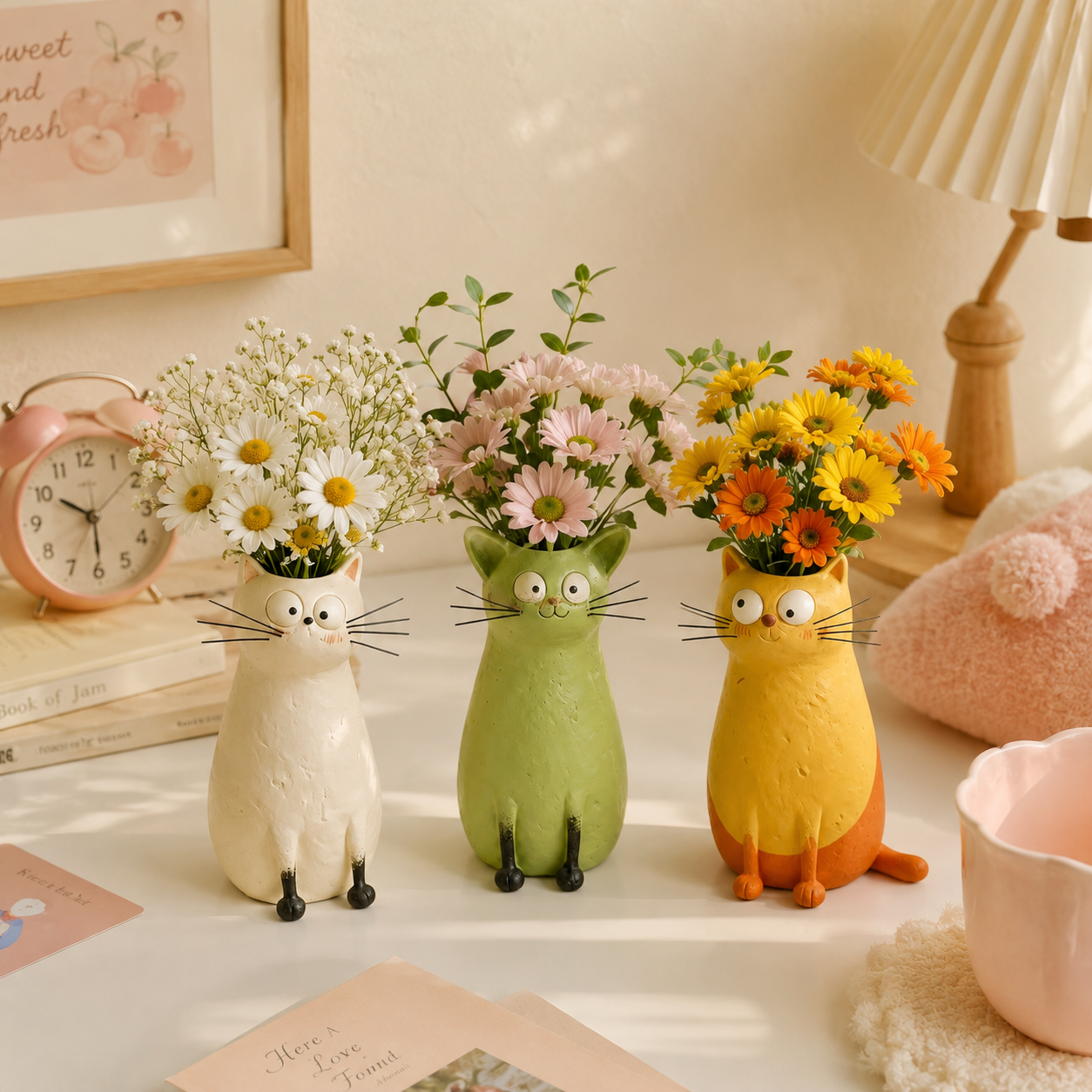 Whimsical Cat Vase Decor