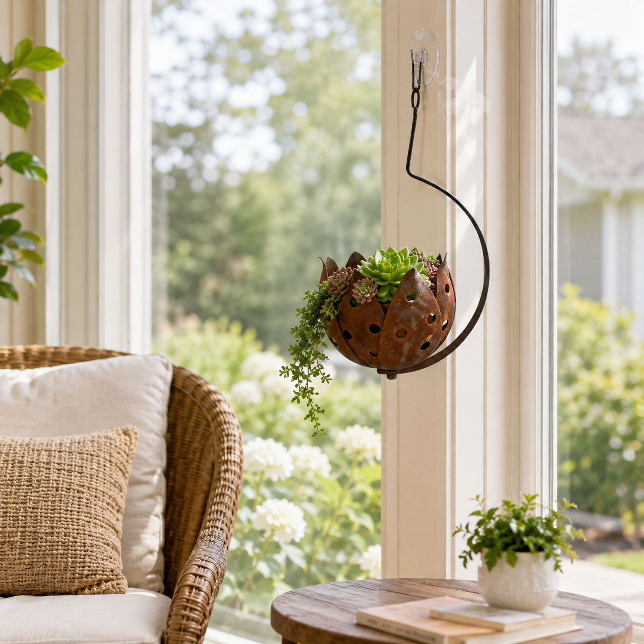 Rustic Hanging Metal Flower Pot