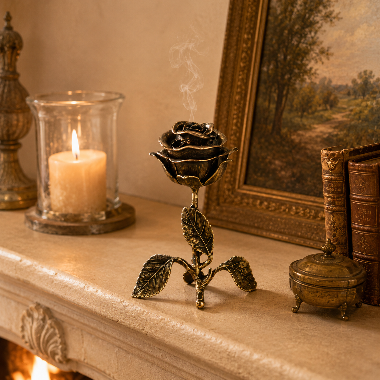 Antique Rose-Scented Incense Burner