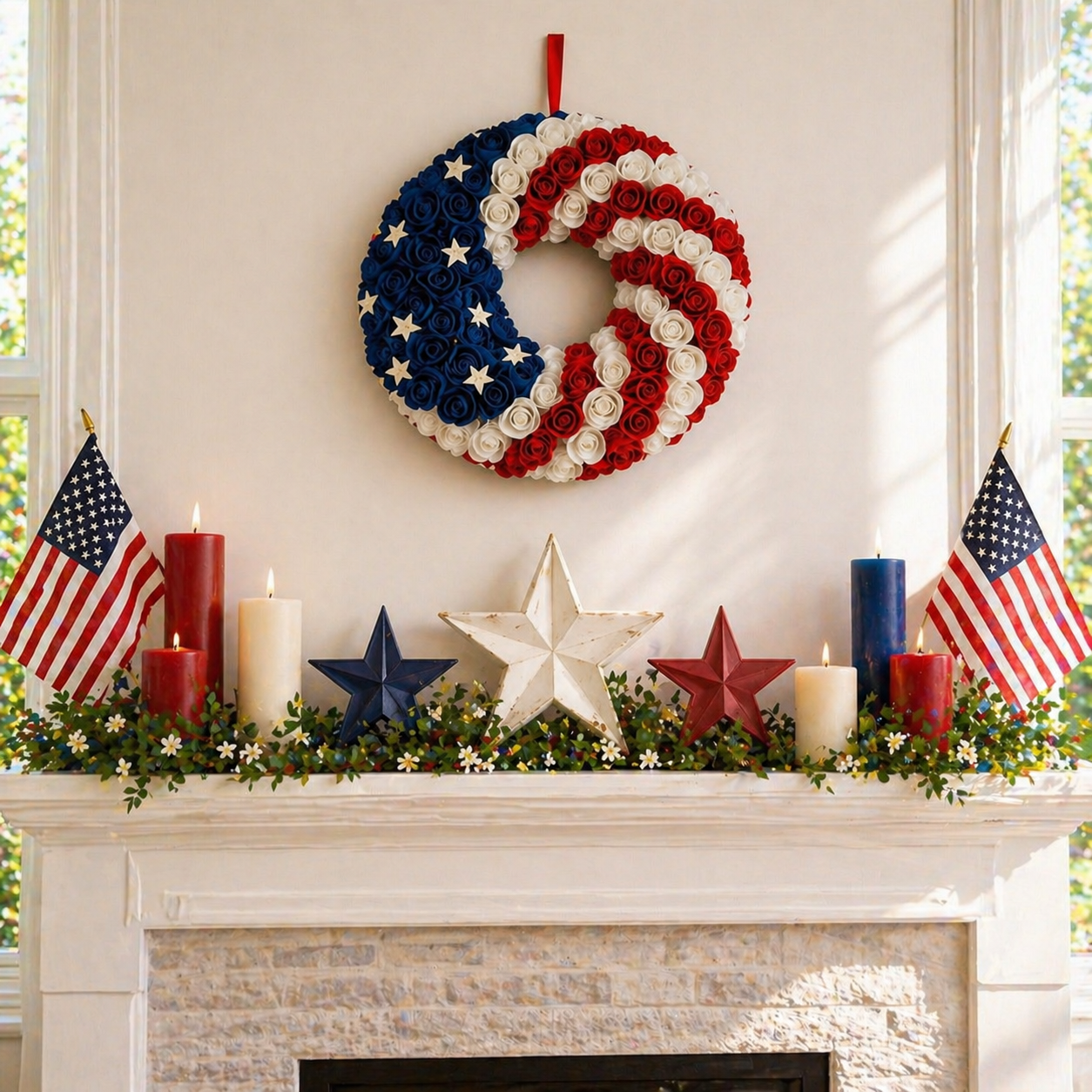 Pastoral Style Fourth of July Wreath