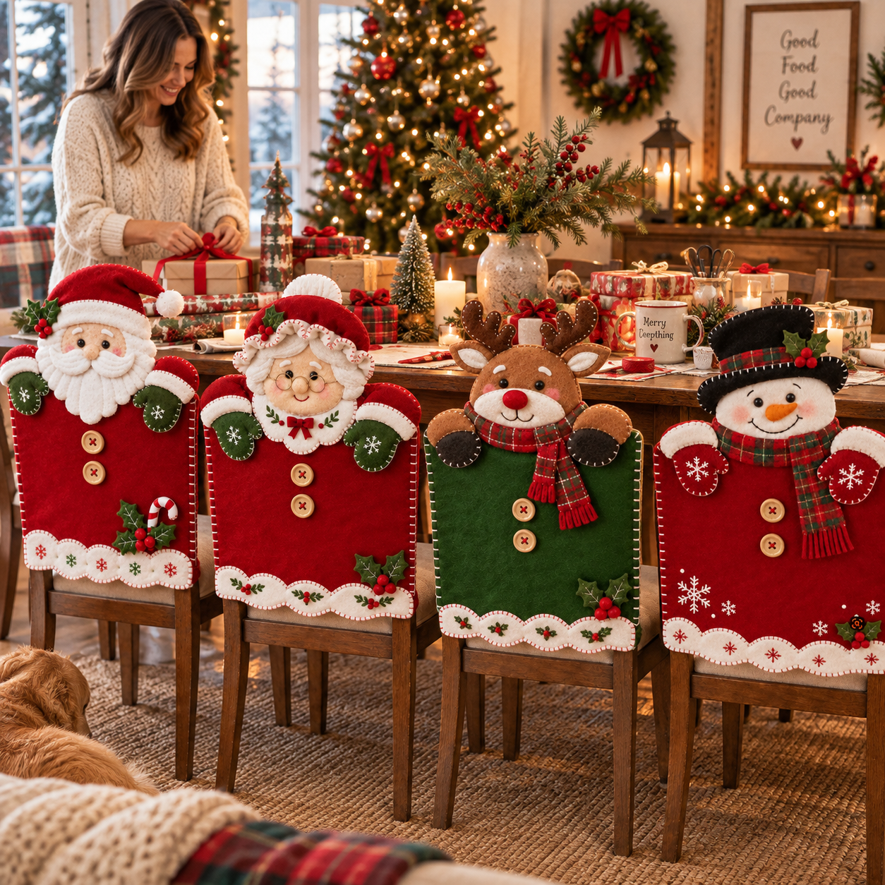 4 Pack Christmas Chair Back Covers