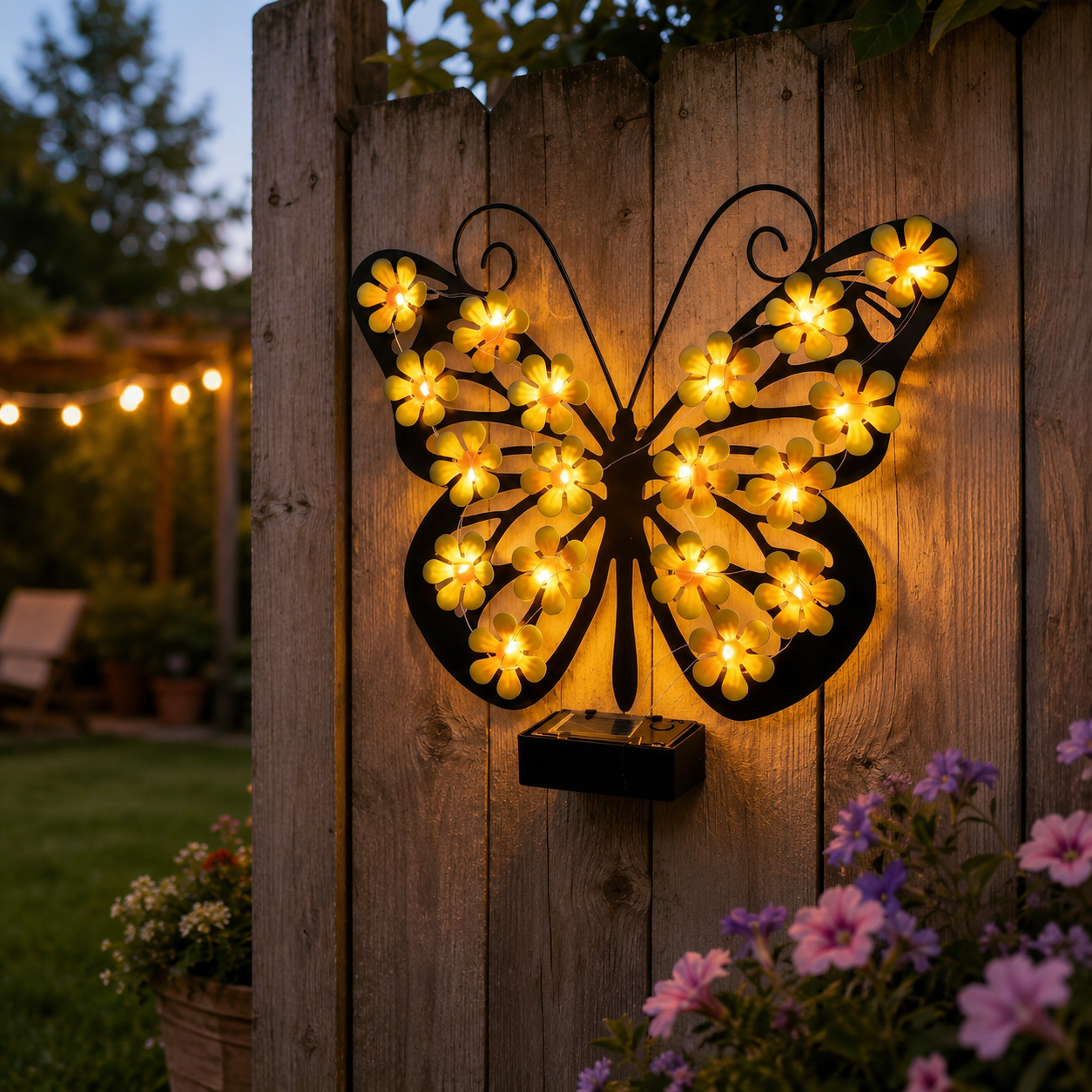 Solar Butterfly Wall Light Outdoor Decor