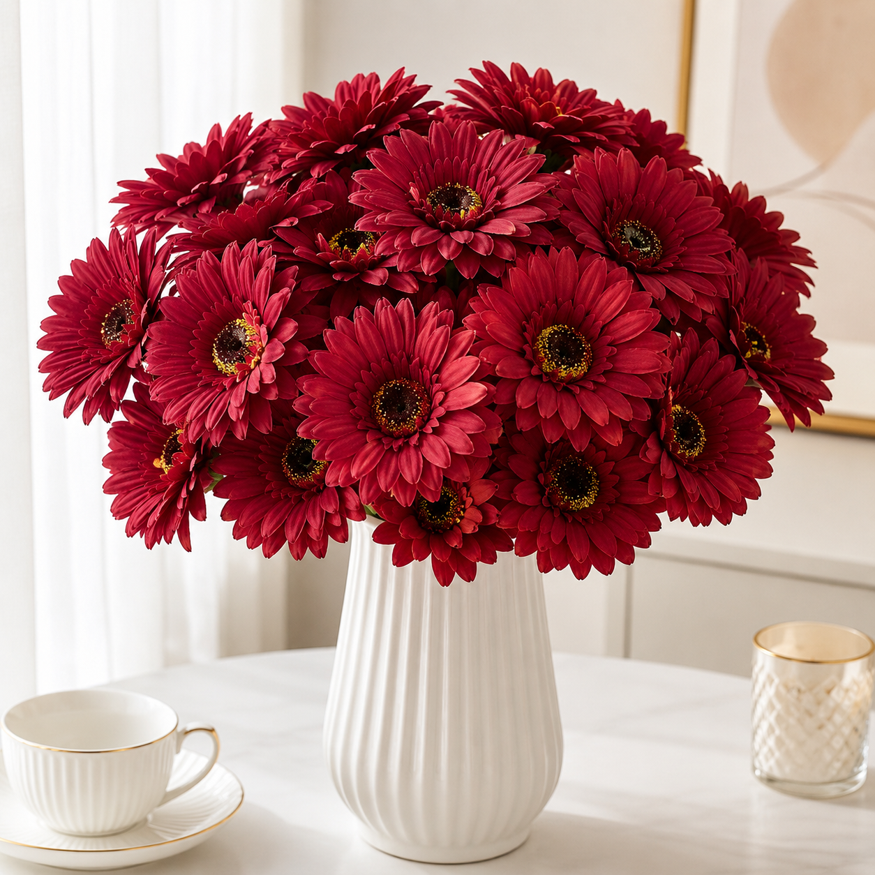 12 Pcs Lavender Faux Daisy Silk Flowers with Stems