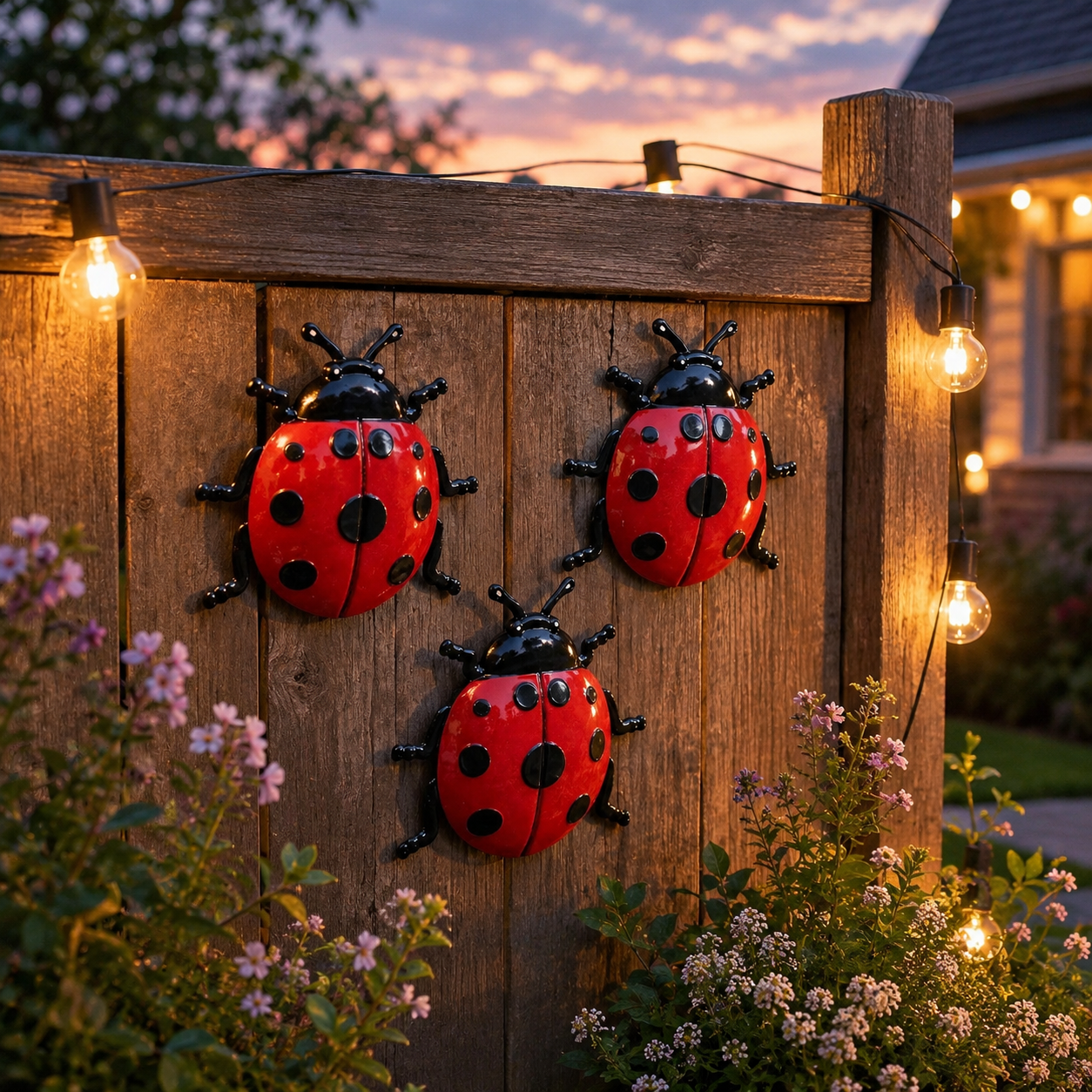 3 Pack Metal Ladybug Wall Decor