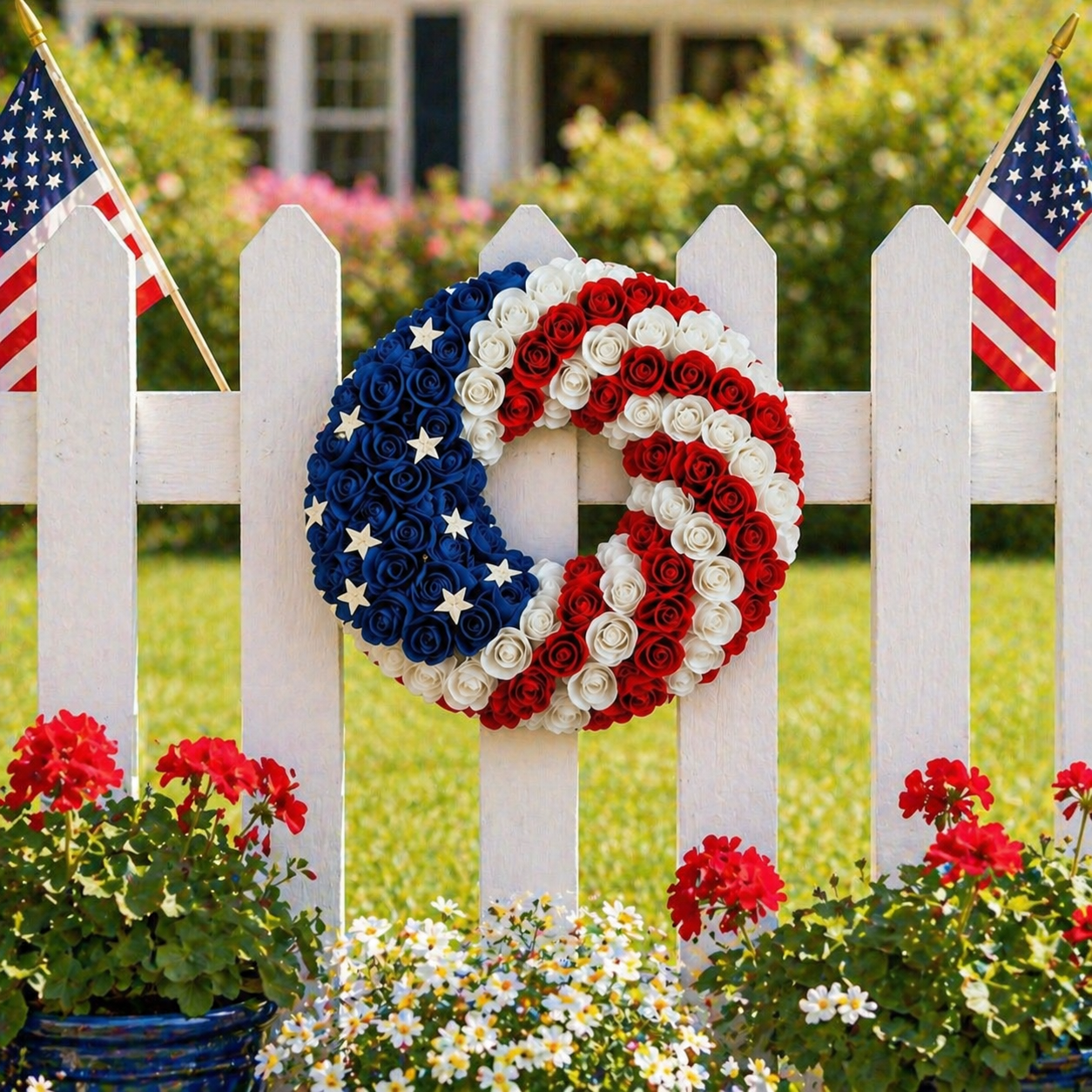 Pastoral Style Fourth of July Wreath