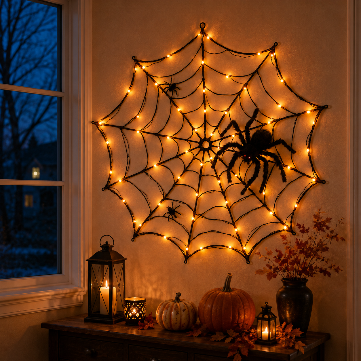 47.2" Lighted Halloween Spider Web