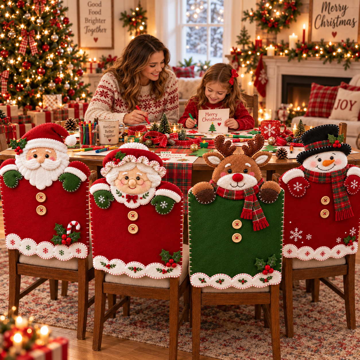 4 Pack Christmas Chair Back Covers