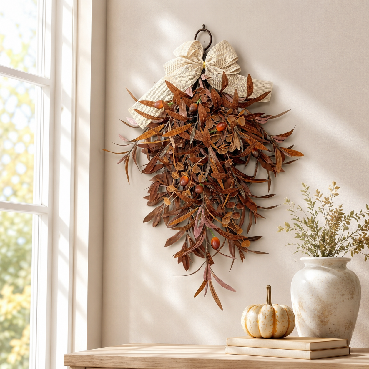 24-inch Fall Olive Leaf Door Wreath