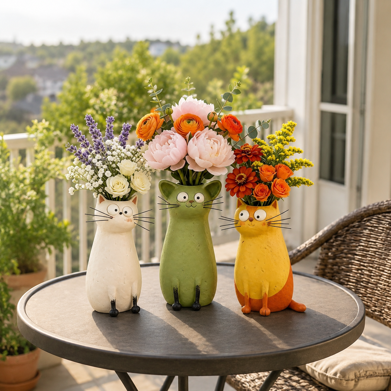 Whimsical Cat Vase Decor