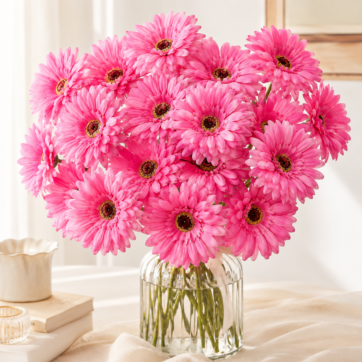 12 Pcs Lavender Faux Daisy Silk Flowers with Stems