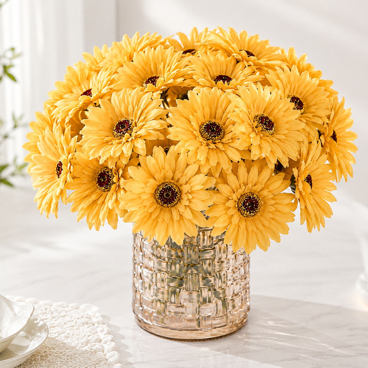 12 Pcs Lavender Faux Daisy Silk Flowers with Stems