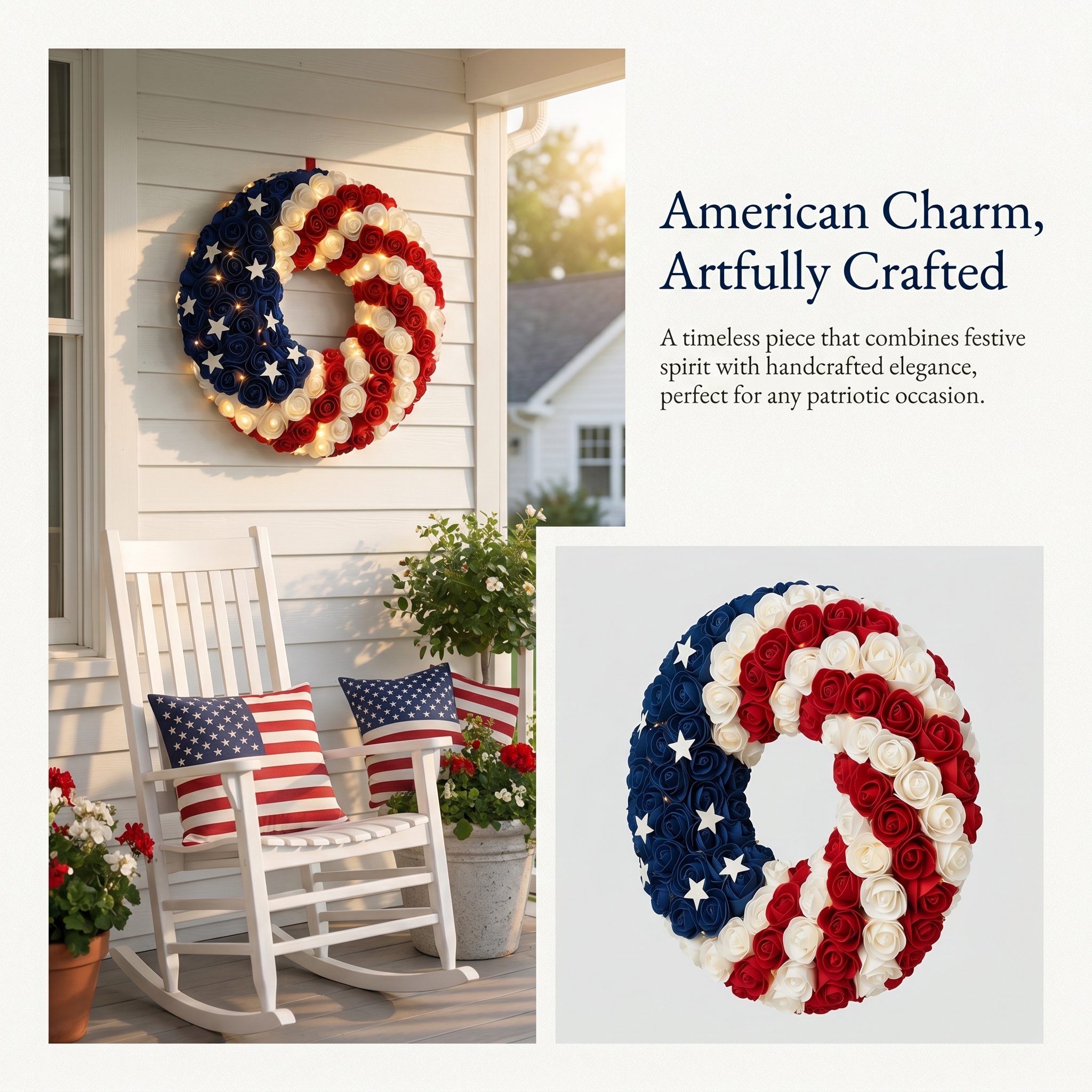 Pastoral Style Fourth of July Wreath