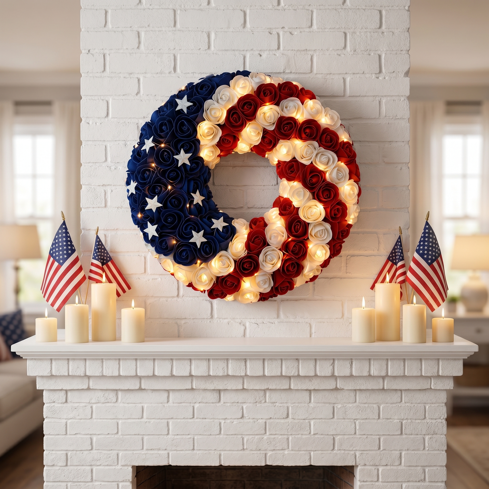 Pastoral Style Fourth of July Wreath