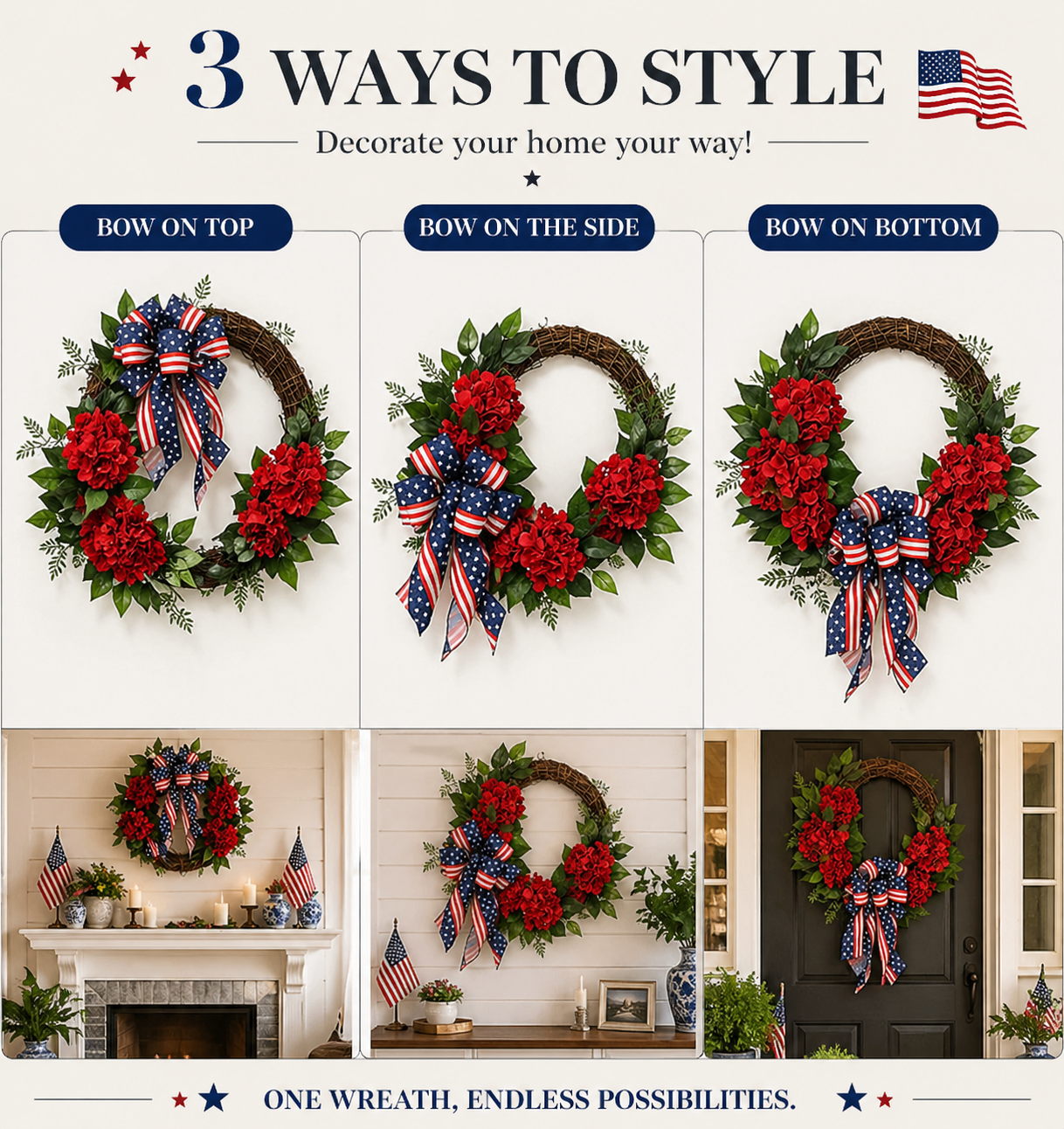 Lighted Artificial Patriotic Wreath
