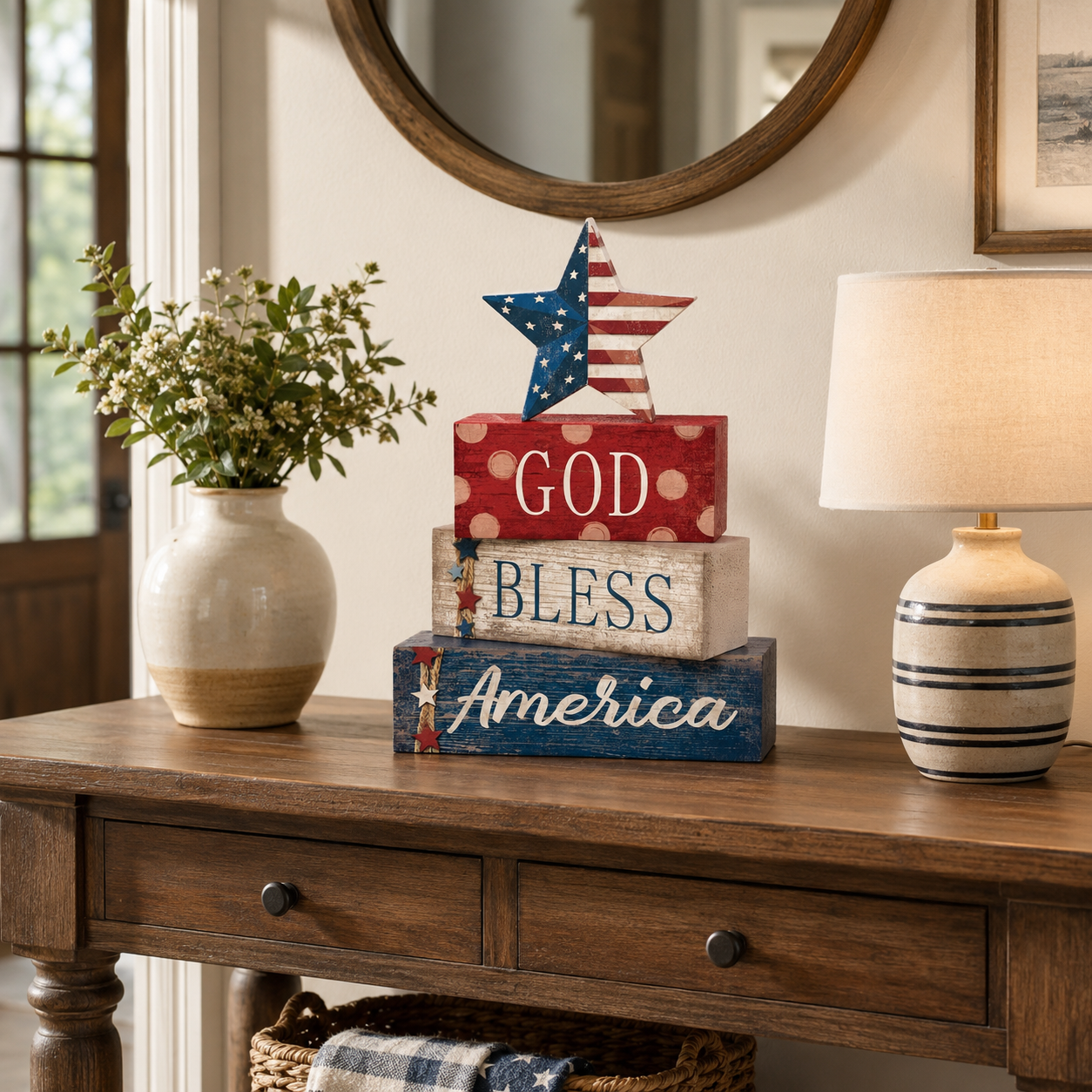 4 Pcs 4th of July Decorations Patriotic Tabletop Centerpiece