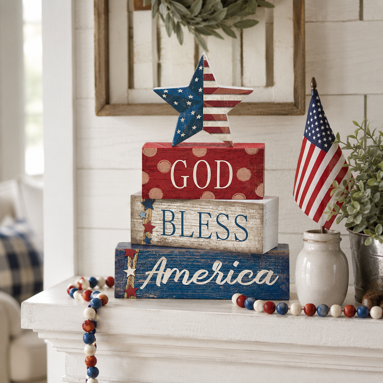 4 Pcs 4th of July Decorations Patriotic Tabletop Centerpiece