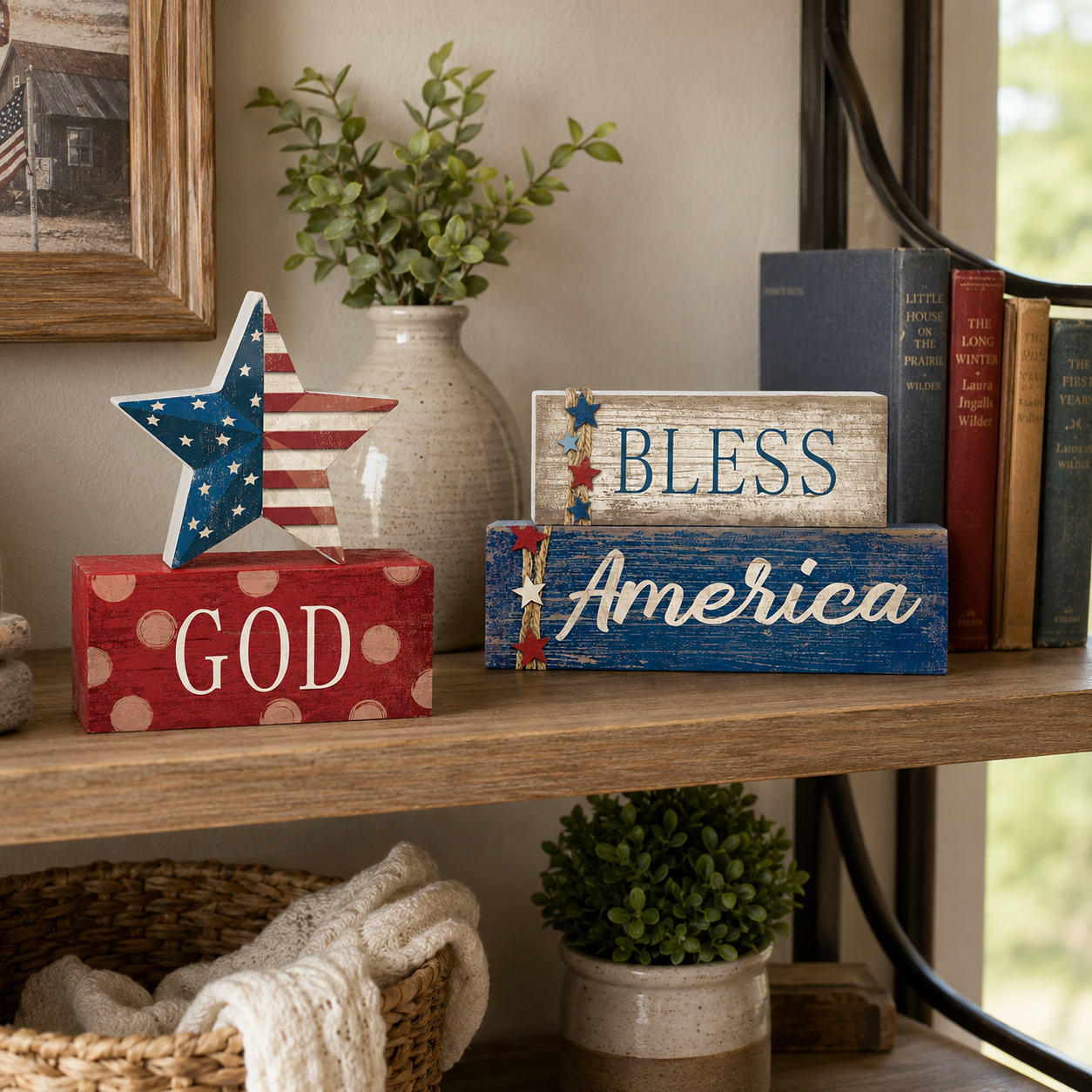 4 Pcs 4th of July Decorations Patriotic Tabletop Centerpiece