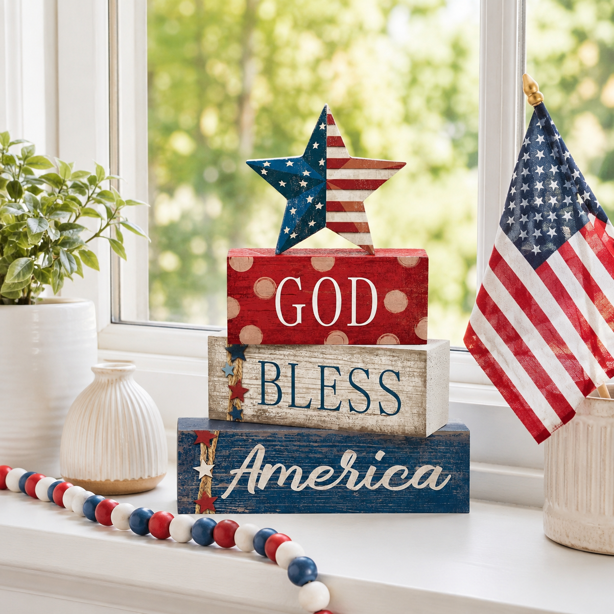4 Pcs 4th of July Decorations Patriotic Tabletop Centerpiece