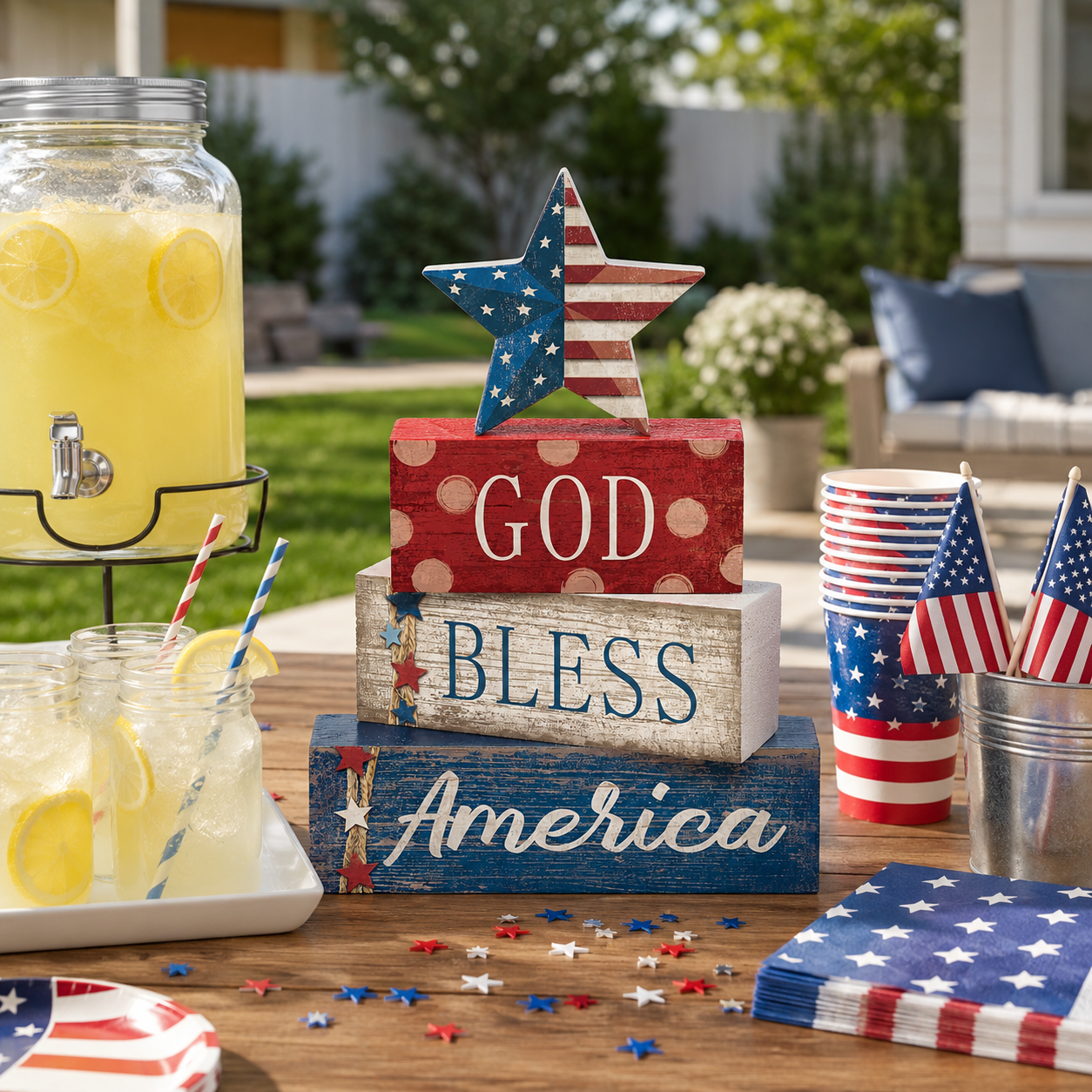 4 Pcs 4th of July Decorations Patriotic Tabletop Centerpiece