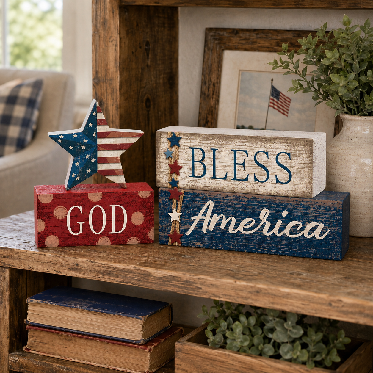 4 Pcs 4th of July Decorations Patriotic Tabletop Centerpiece