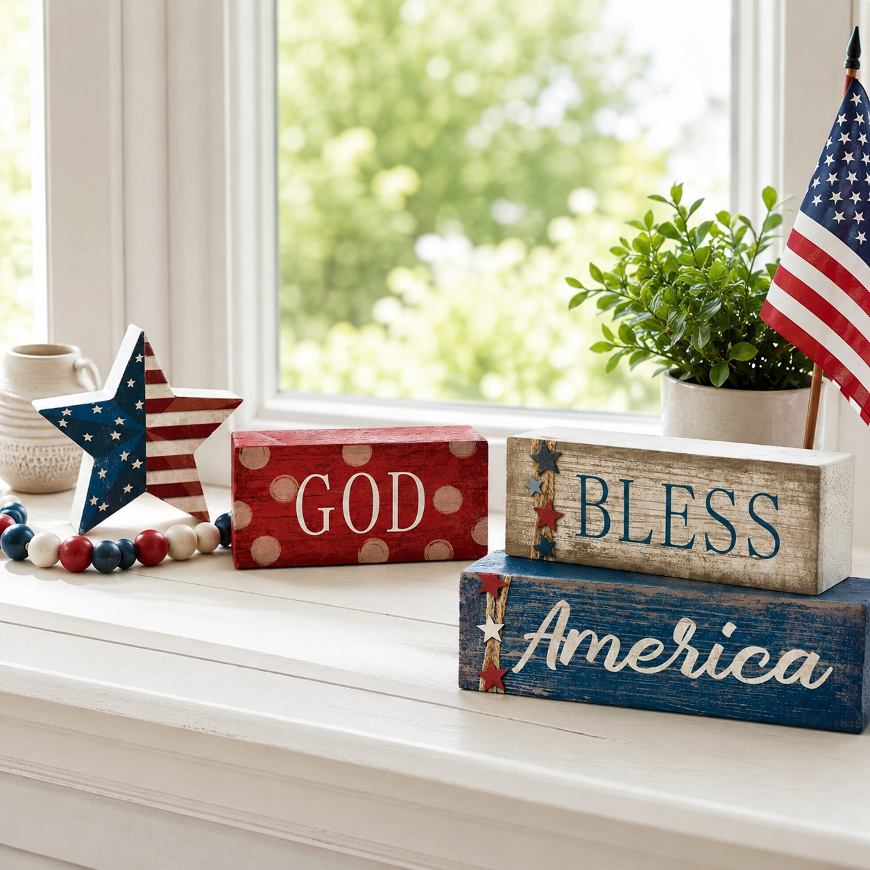 4 Pcs 4th of July Decorations Patriotic Tabletop Centerpiece