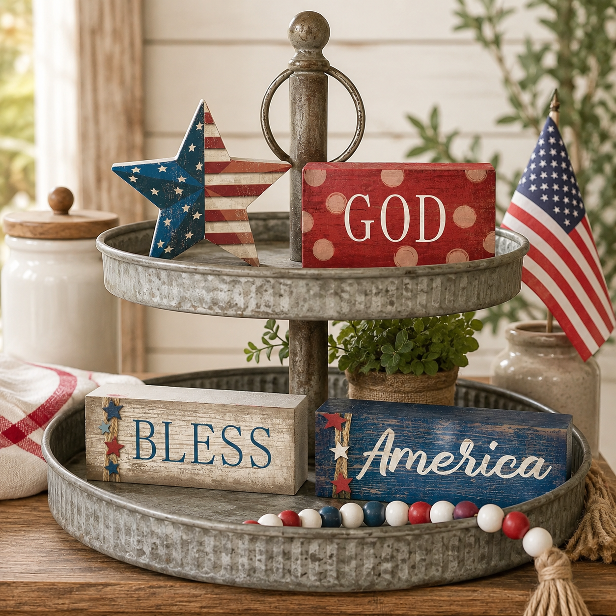 4 Pcs 4th of July Decorations Patriotic Tabletop Centerpiece