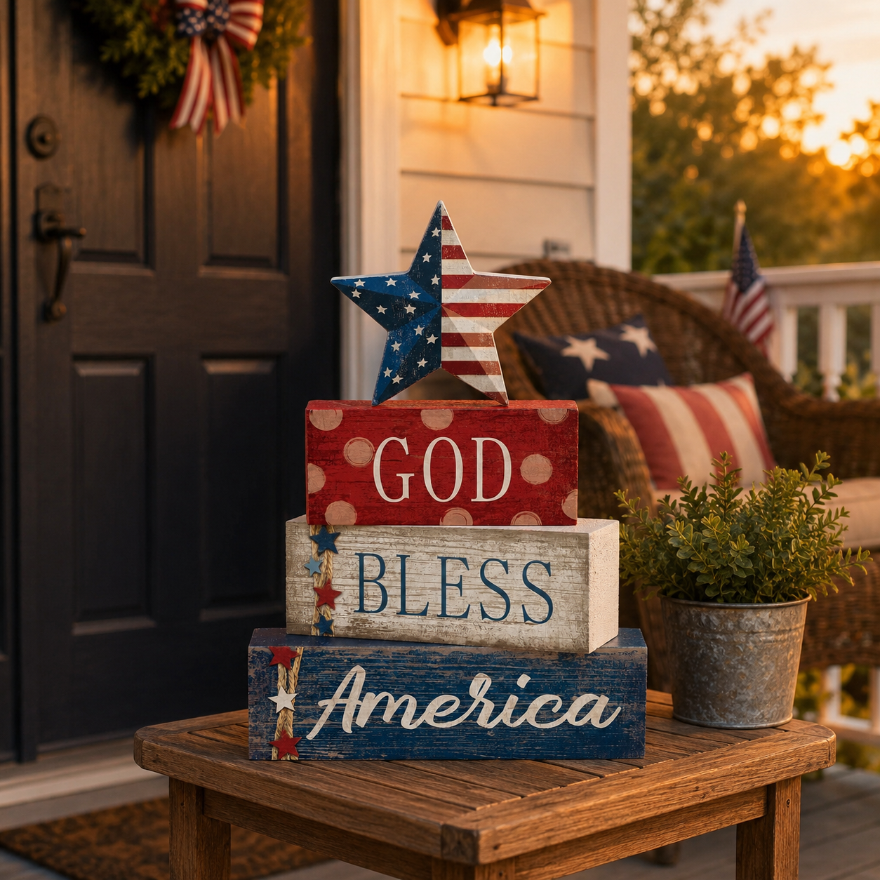 4 Pcs 4th of July Decorations Patriotic Tabletop Centerpiece