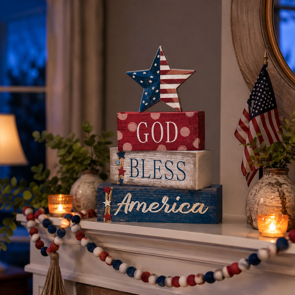 4 Pcs 4th of July Decorations Patriotic Tabletop Centerpiece