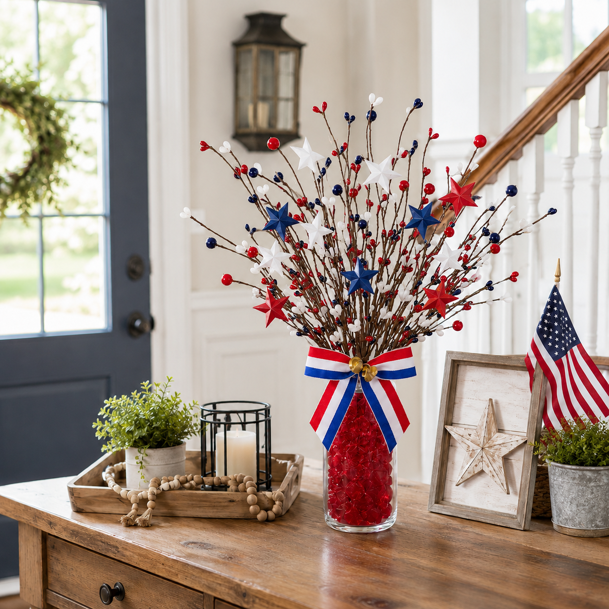 3 Pack Lighted Patriotic Berry Stem Picks