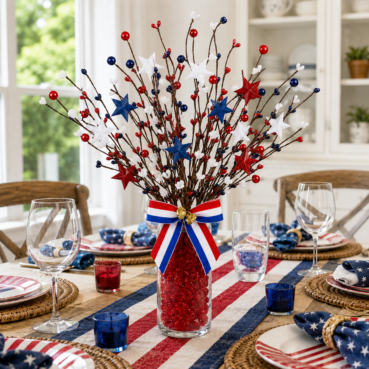 3 Pack Lighted Patriotic Berry Stem Picks
