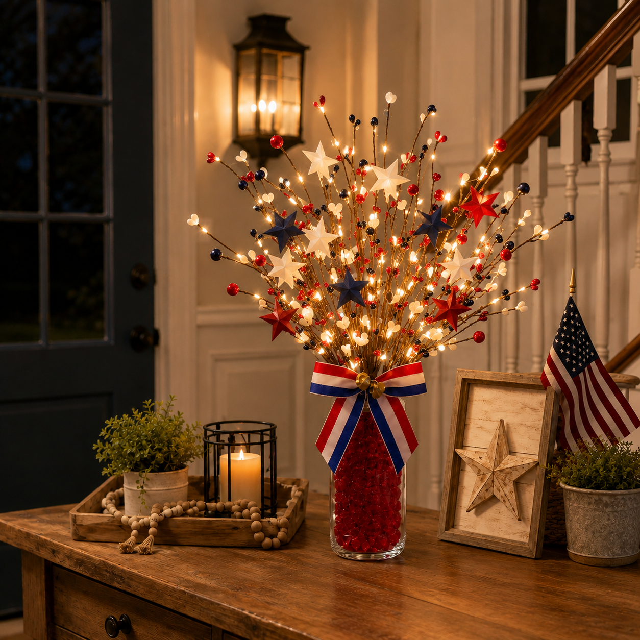 3 Pack Lighted Patriotic Berry Stem Picks
