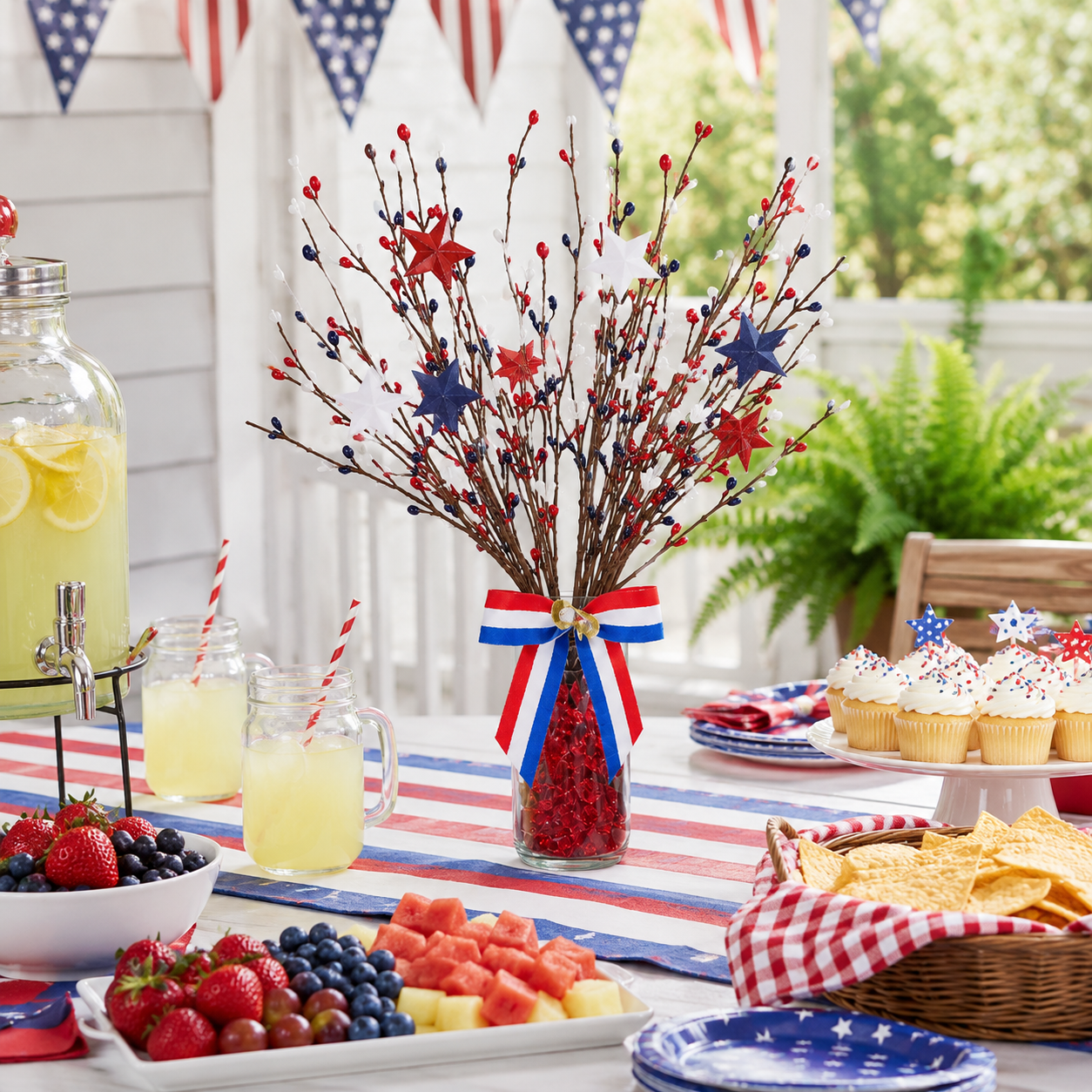 3 Pack Lighted Patriotic Berry Stem Picks