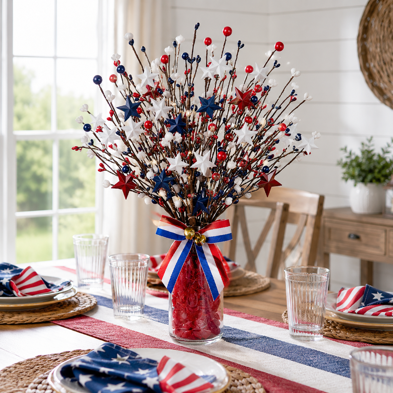 3 Pack Lighted Patriotic Berry Stem Picks