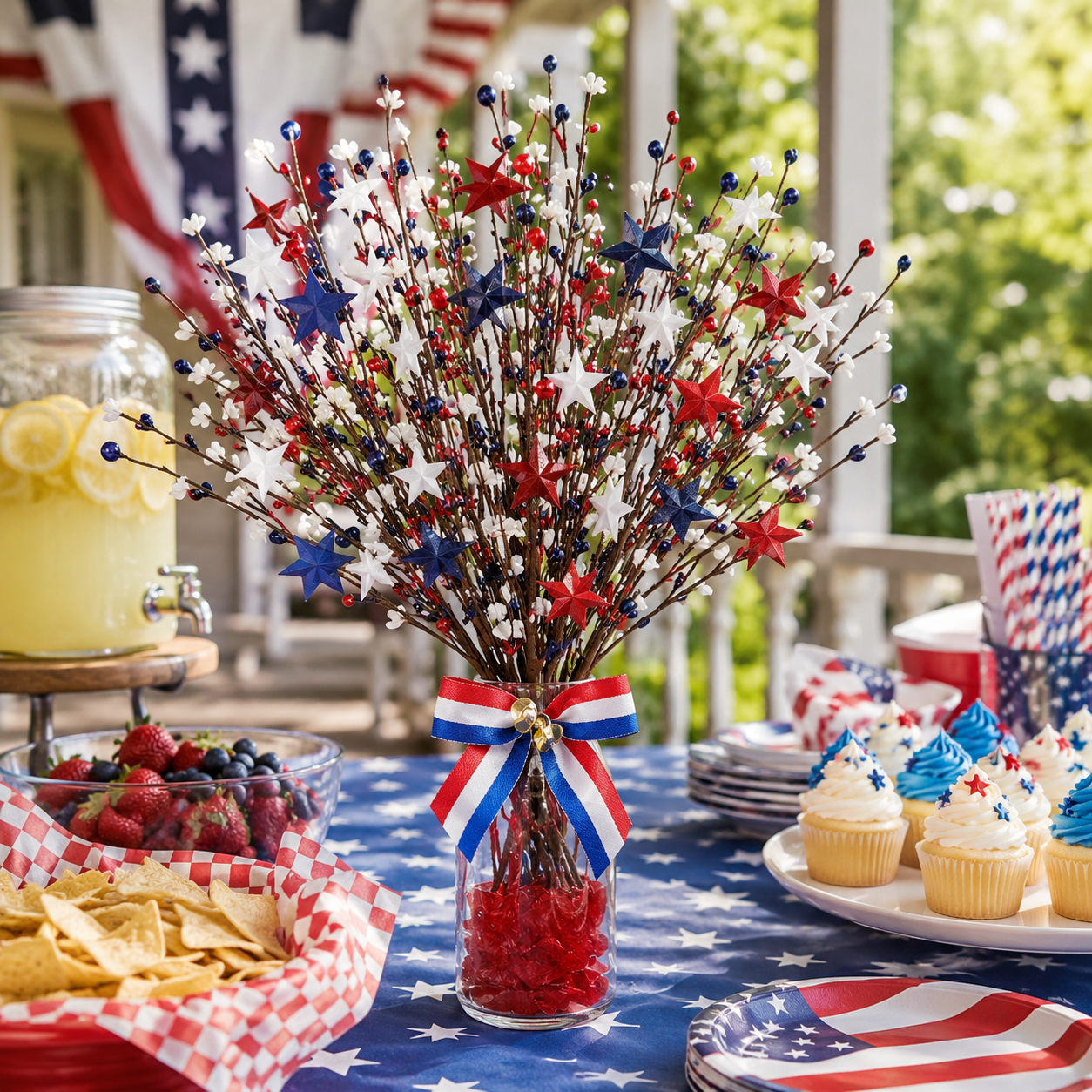 3 Pack Lighted Patriotic Berry Stem Picks