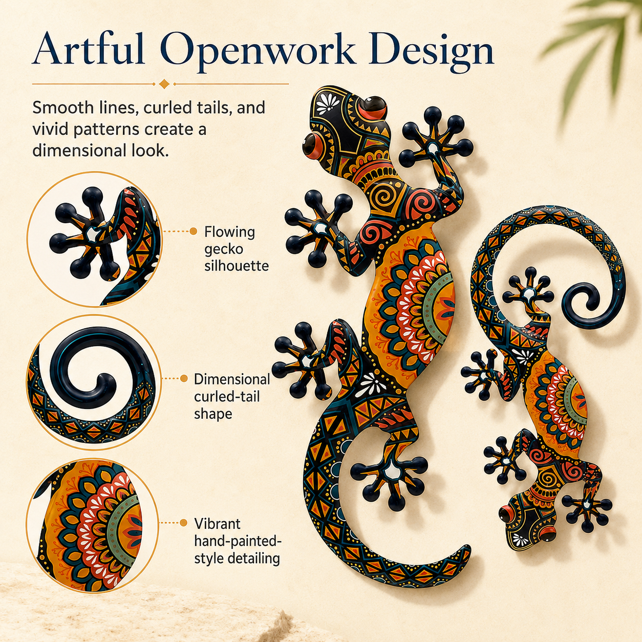 Metal Gecko Wall Decor Set of 2