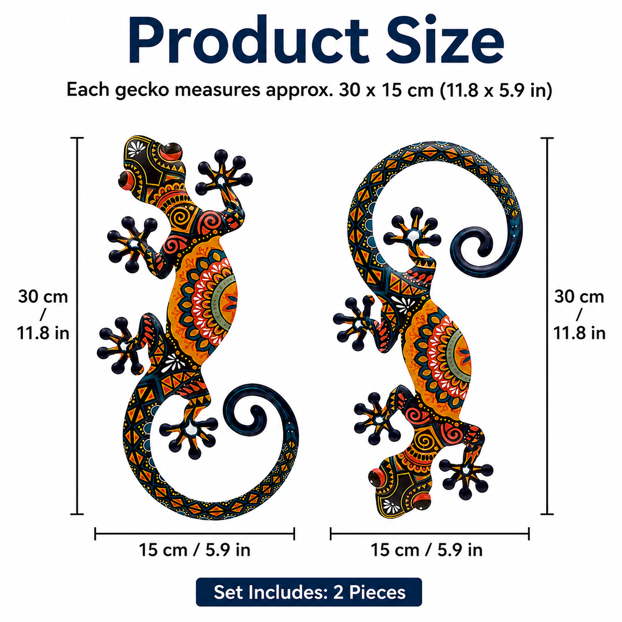 Metal Gecko Wall Decor Set of 2