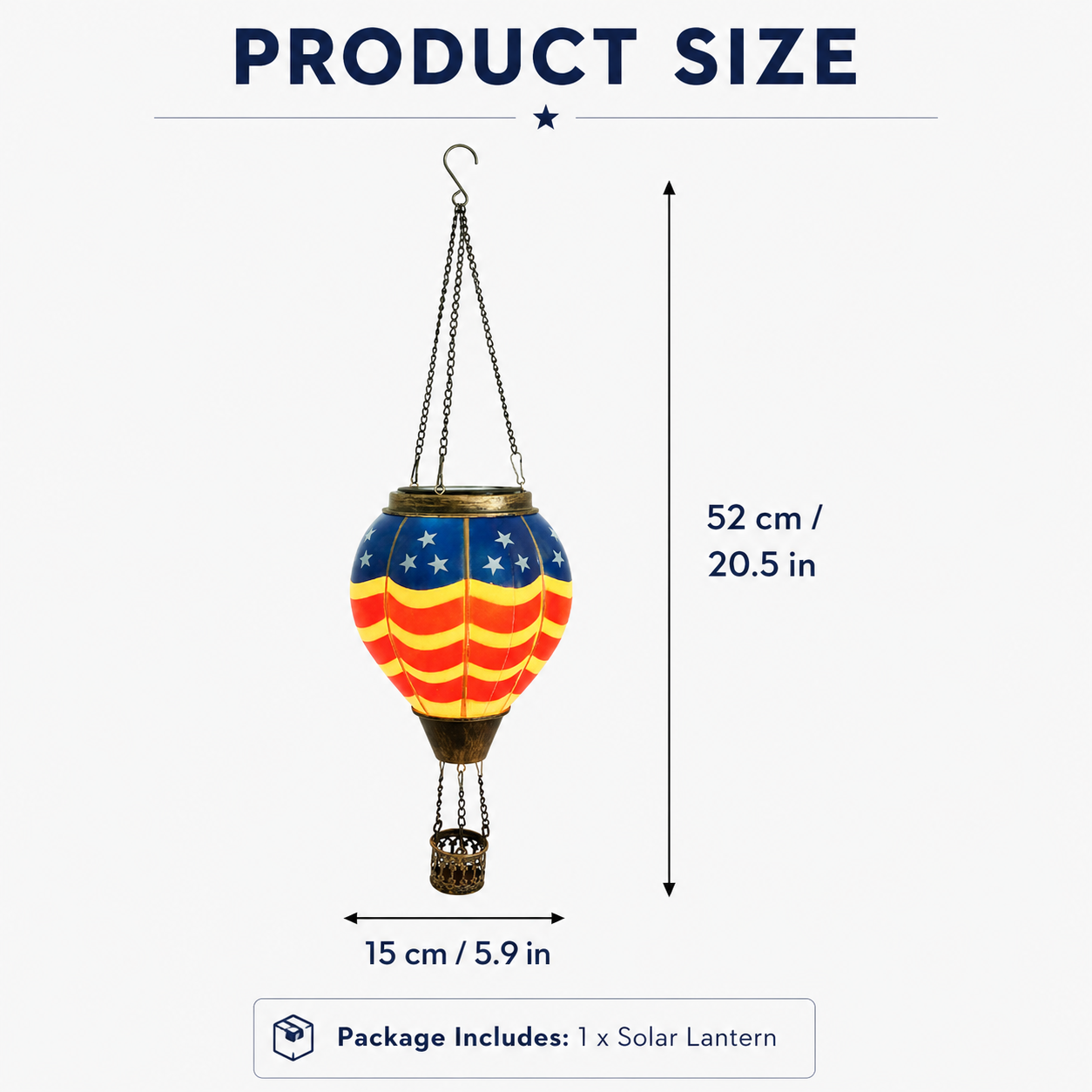 American Flag Hot Air Balloon Solar Lantern