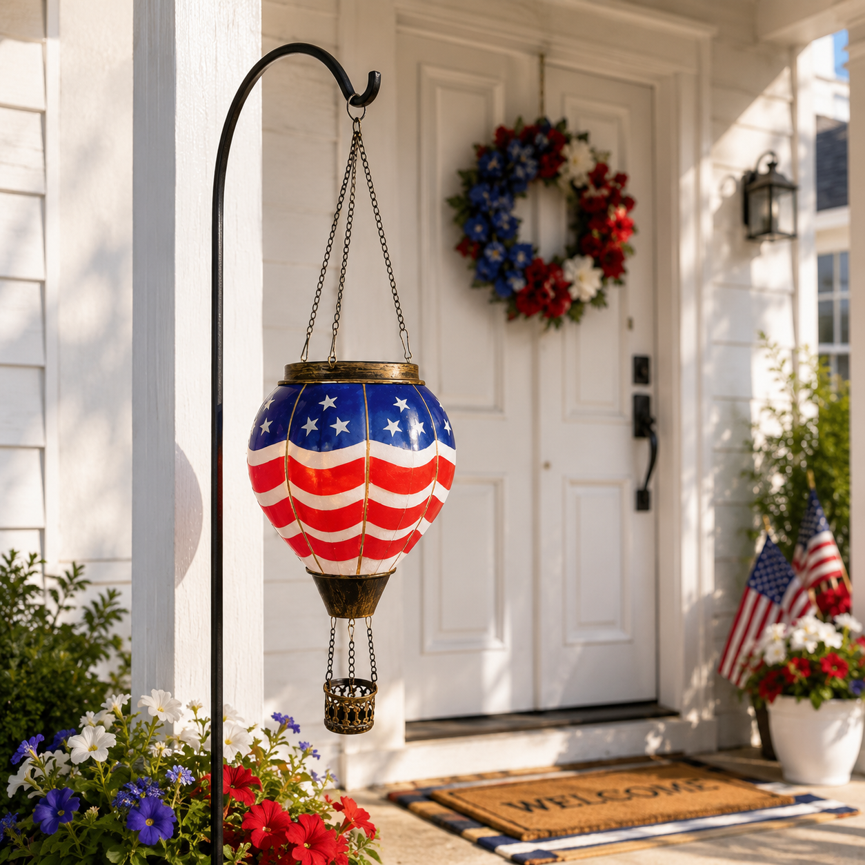 American Flag Hot Air Balloon Solar Lantern
